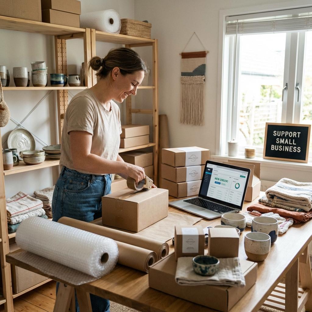 E-commerce seller managing orders